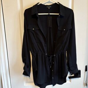 Dynamite Black Long Sleeve Notched Collar Shirt